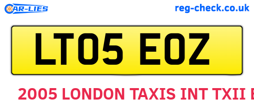 LT05EOZ are the vehicle registration plates.