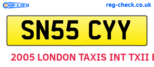 SN55CYY are the vehicle registration plates.