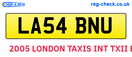 LA54BNU are the vehicle registration plates.