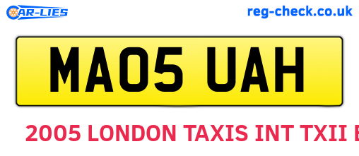 MA05UAH are the vehicle registration plates.