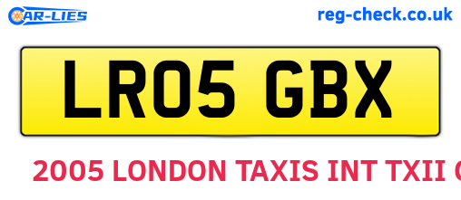 LR05GBX are the vehicle registration plates.