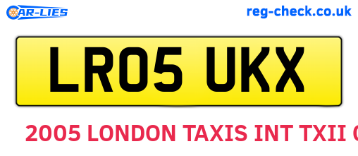 LR05UKX are the vehicle registration plates.