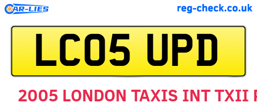 LC05UPD are the vehicle registration plates.