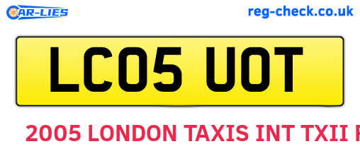 LC05UOT are the vehicle registration plates.