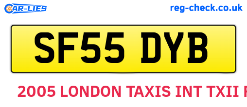 SF55DYB are the vehicle registration plates.