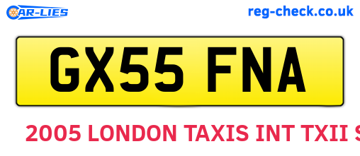 GX55FNA are the vehicle registration plates.