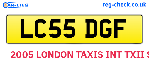 LC55DGF are the vehicle registration plates.