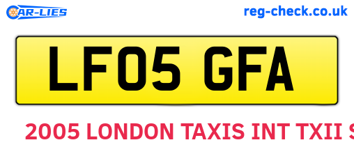 LF05GFA are the vehicle registration plates.