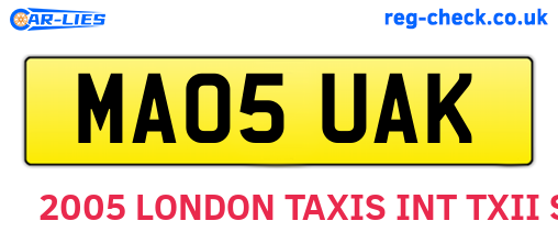MA05UAK are the vehicle registration plates.