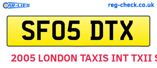 SF05DTX are the vehicle registration plates.
