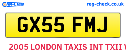 GX55FMJ are the vehicle registration plates.