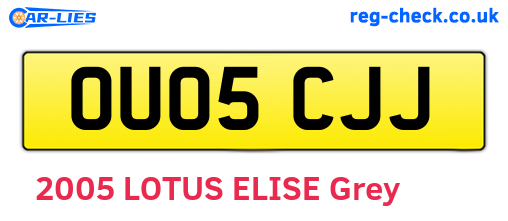 OU05CJJ are the vehicle registration plates.