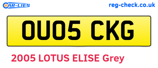 OU05CKG are the vehicle registration plates.