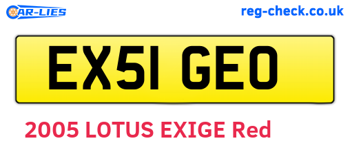 EX51GEO are the vehicle registration plates.