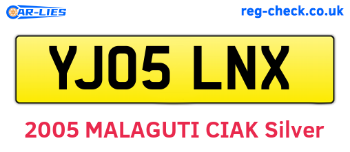 YJ05LNX are the vehicle registration plates.