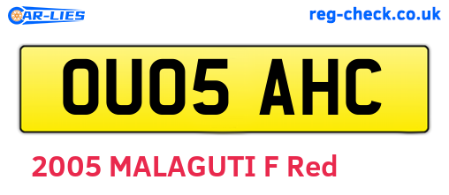OU05AHC are the vehicle registration plates.