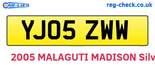 YJ05ZWW are the vehicle registration plates.