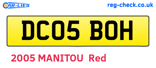 DC05BOH are the vehicle registration plates.