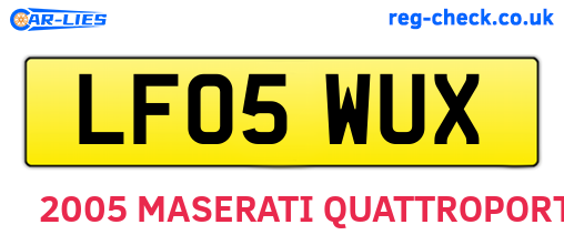 LF05WUX are the vehicle registration plates.