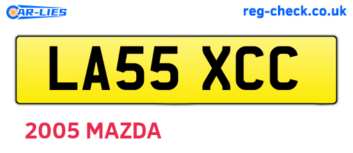 LA55XCC are the vehicle registration plates.