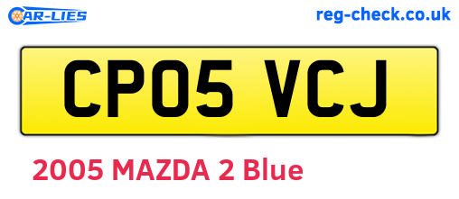 CP05VCJ are the vehicle registration plates.