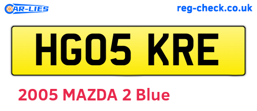 HG05KRE are the vehicle registration plates.