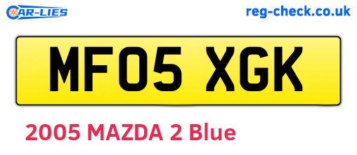 MF05XGK are the vehicle registration plates.