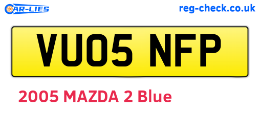 VU05NFP are the vehicle registration plates.