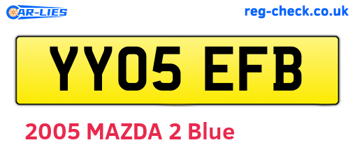 YY05EFB are the vehicle registration plates.