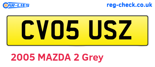 CV05USZ are the vehicle registration plates.