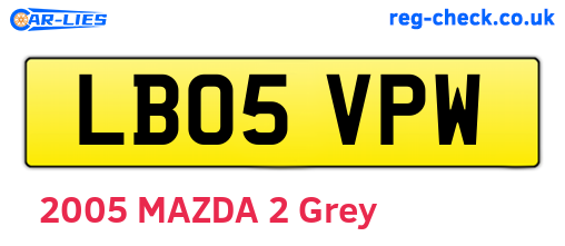 LB05VPW are the vehicle registration plates.