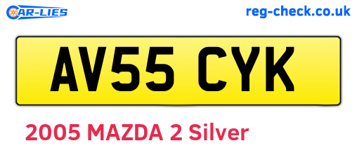 AV55CYK are the vehicle registration plates.