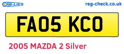 FA05KCO are the vehicle registration plates.