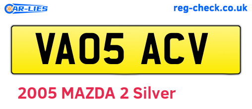 VA05ACV are the vehicle registration plates.