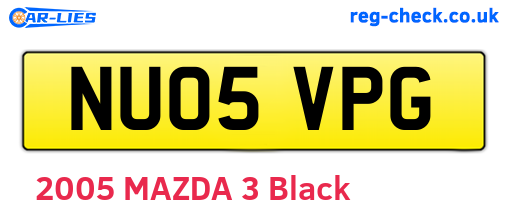 NU05VPG are the vehicle registration plates.
