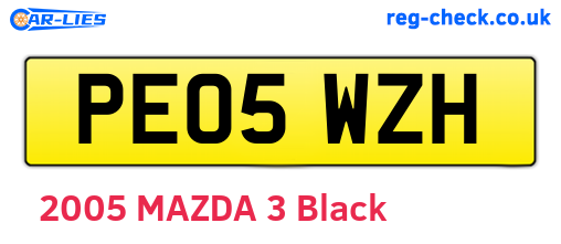 PE05WZH are the vehicle registration plates.