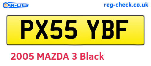 PX55YBF are the vehicle registration plates.