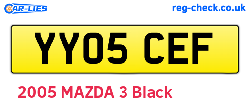 YY05CEF are the vehicle registration plates.