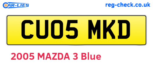 CU05MKD are the vehicle registration plates.