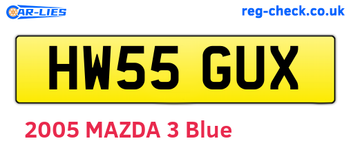 HW55GUX are the vehicle registration plates.