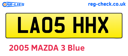 LA05HHX are the vehicle registration plates.