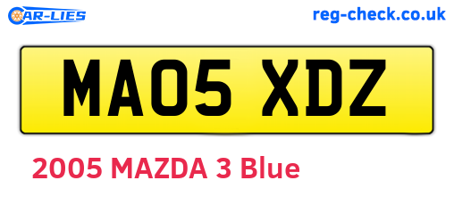 MA05XDZ are the vehicle registration plates.