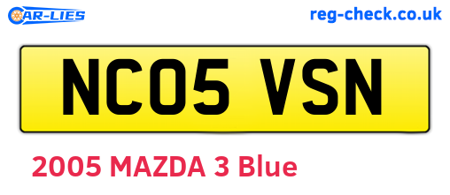 NC05VSN are the vehicle registration plates.