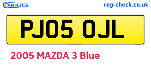 PJ05OJL are the vehicle registration plates.