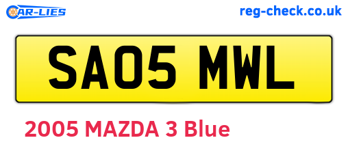 SA05MWL are the vehicle registration plates.