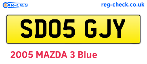 SD05GJY are the vehicle registration plates.