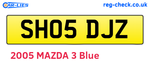 SH05DJZ are the vehicle registration plates.