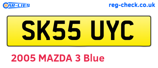 SK55UYC are the vehicle registration plates.