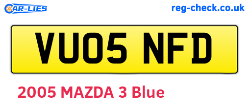 VU05NFD are the vehicle registration plates.