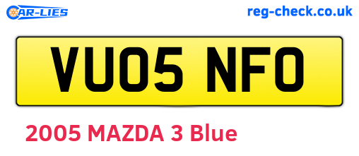 VU05NFO are the vehicle registration plates.